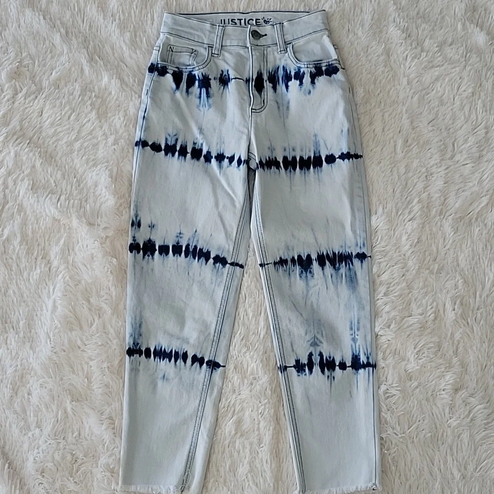 Justice Jeans Bundle 3 Pairs Girls Size 12 Slim Mini Mom Ombre Butterfly Tie Dye